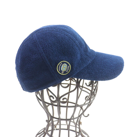 HERMES cap Main: 100% cotton, Part: 100% polyester Navy Davis Women S Used Authentic
