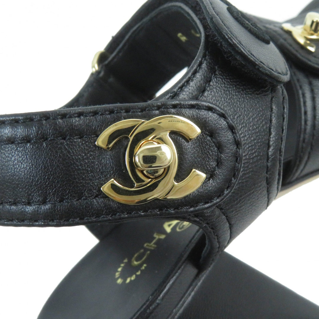 CHANEL Sandals G37387 Main: Leather black Women 36 1/2 C Used Authentic