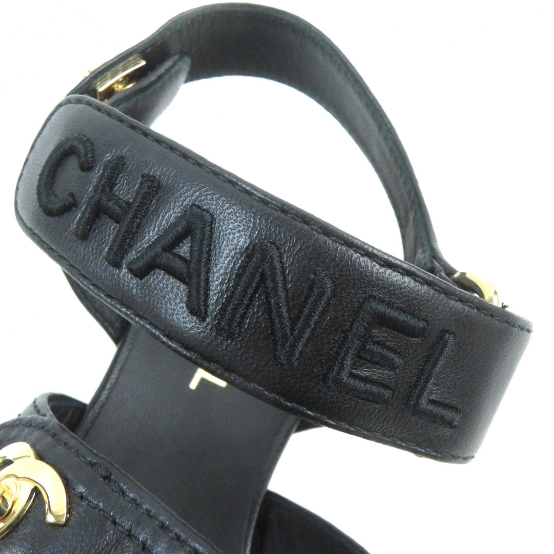 CHANEL Sandals G37387 Main: Leather black Women 36 1/2 C Used Authentic