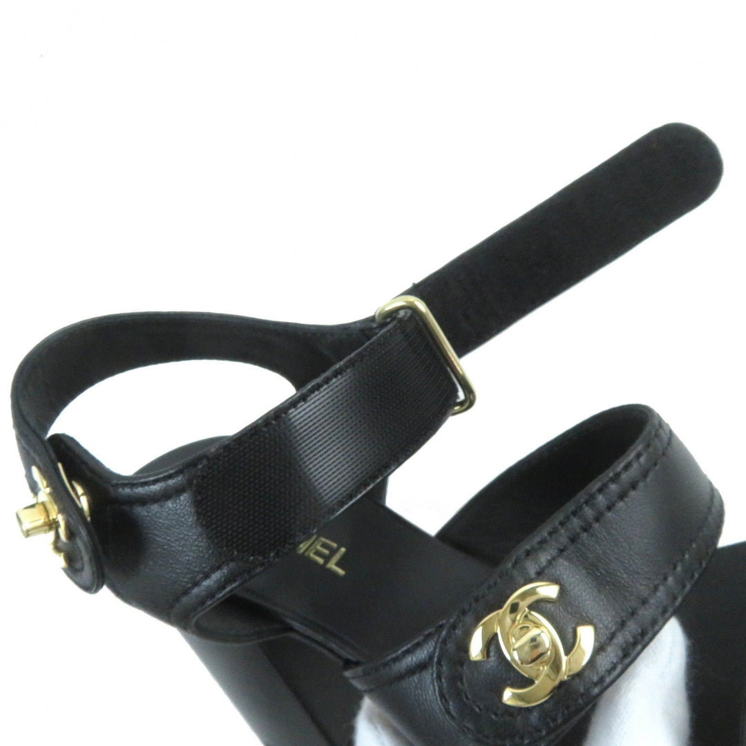CHANEL Sandals G37387 Main: Leather black Women 36 1/2 C Used Authentic