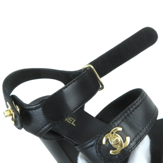 CHANEL Sandals G37387 Main: Leather black Women 36 1/2 C Used Authentic