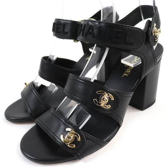 CHANEL Sandals G37387 Main: Leather black Women 36 1/2 C Used Authentic