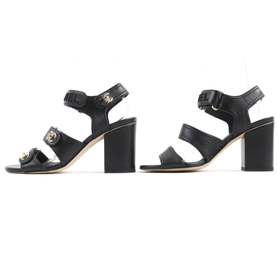 CHANEL Sandals G37387 Main: Leather black Women 36 1/2 C Used Authentic