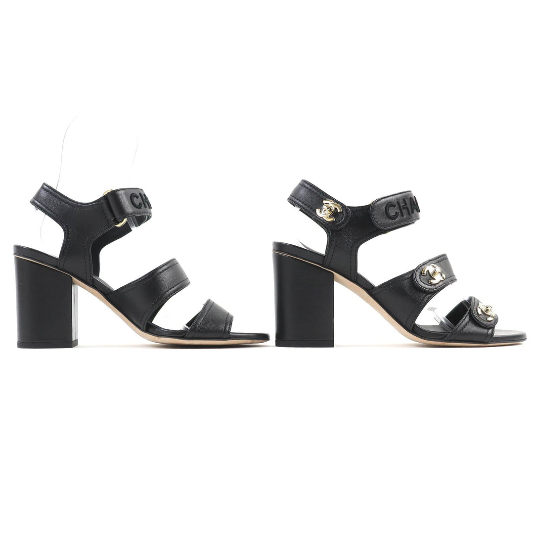CHANEL Sandals G37387 Main: Leather black Women 36 1/2 C Used Authentic