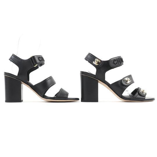 CHANEL Sandals G37387 Main: Leather black Women 36 1/2 C Used Authentic
