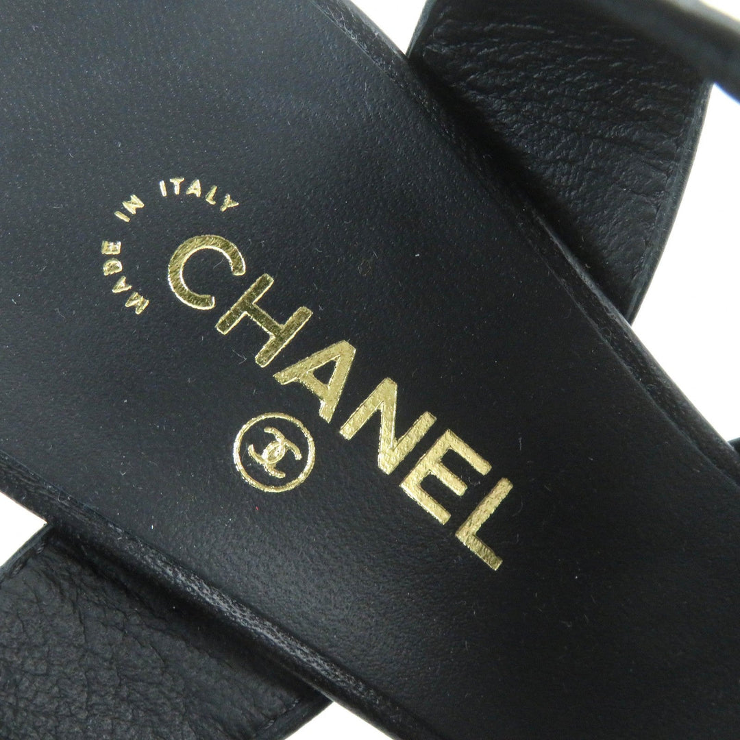 CHANEL Sandals G37387 Main: Leather black Women 36 1/2 C Used Authentic