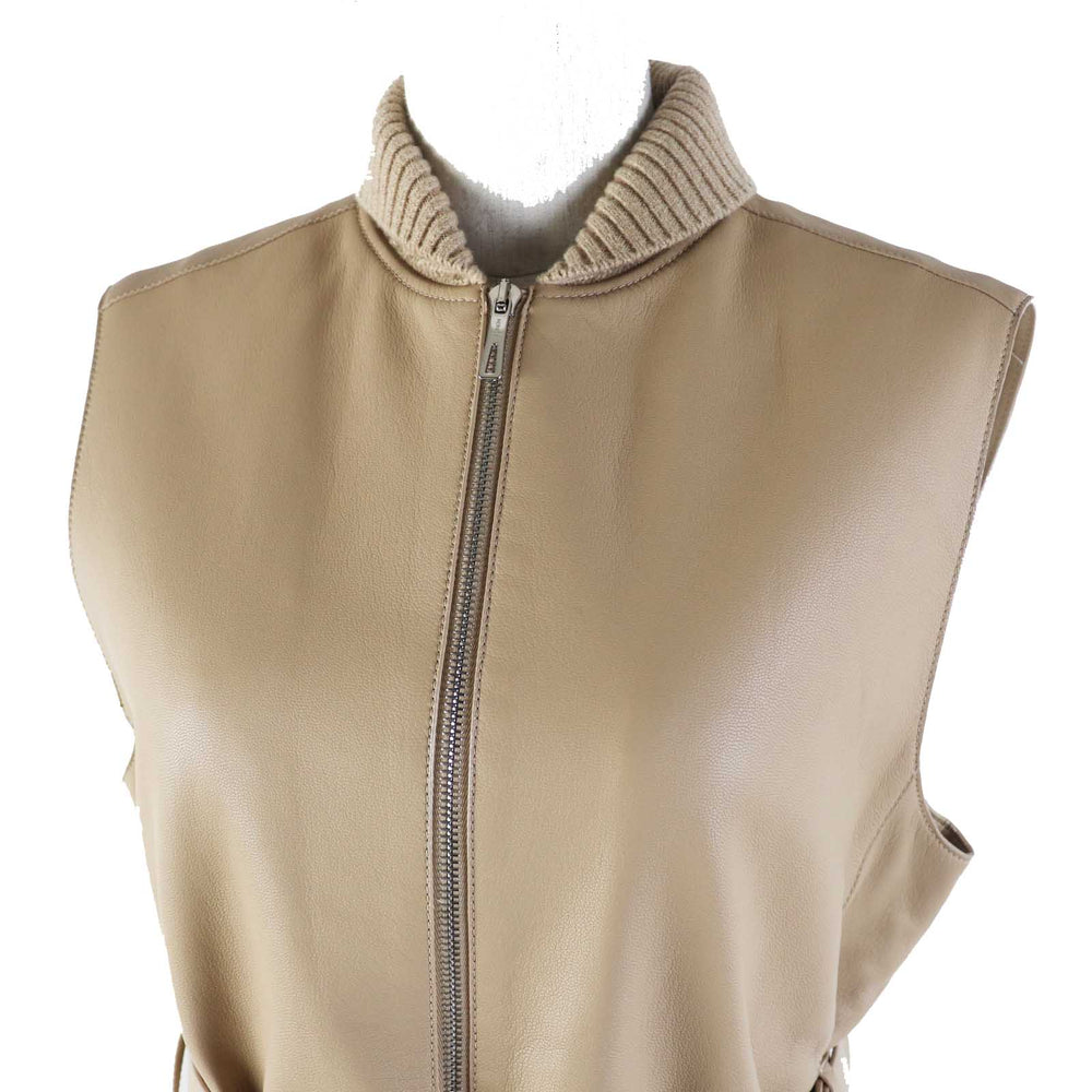 HERMES Vest 3E1216D8 Main: Goatskin Part: Cashmere 61%, Cotton 34%, Polyamide 4%, Polyurethane 1% Lining: Polyester 66%, Cotton 34% Other: Cashmere 55%, Polyester 45% beige Women 36 Used Authentic