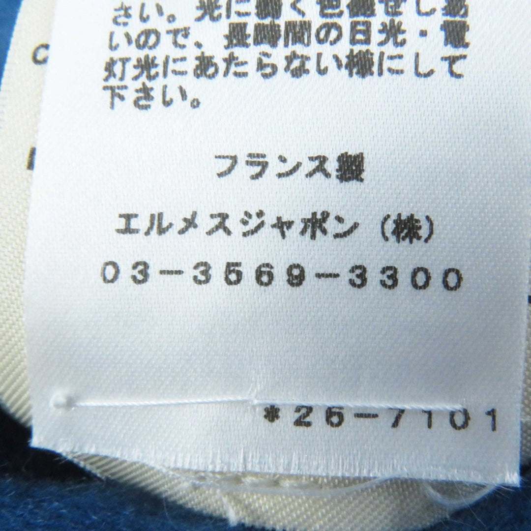 HERMES coat 2E0136DG Main: 100% cashmere, Leather: Sheepskin blue Women 38 Used Authentic