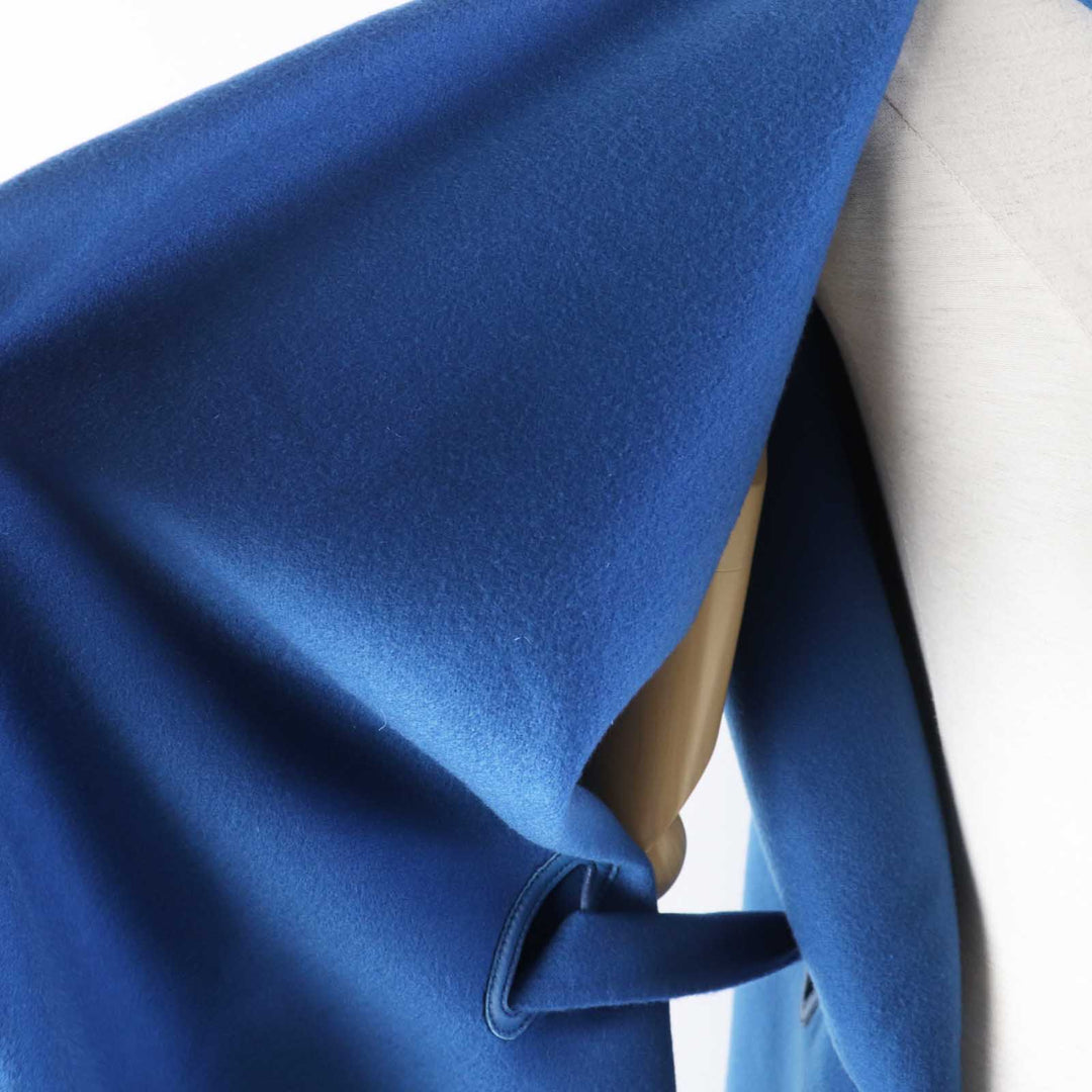 HERMES coat 2E0136DG Main: 100% cashmere, Leather: Sheepskin blue Women 38 Used Authentic