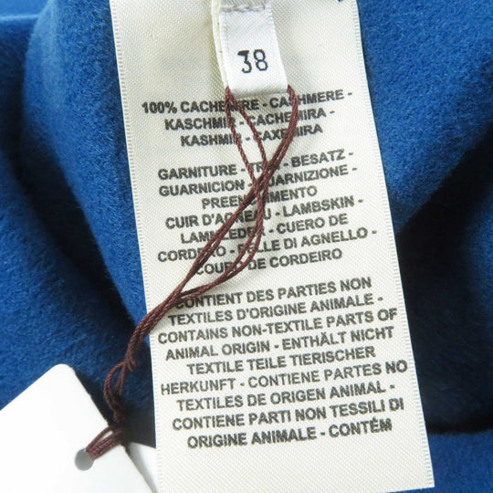 HERMES coat 2E0136DG Main: 100% cashmere, Leather: Sheepskin blue Women 38 Used Authentic