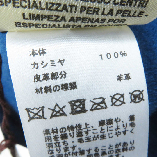 HERMES coat 2E0136DG Main: 100% cashmere, Leather: Sheepskin blue Women 38 Used Authentic