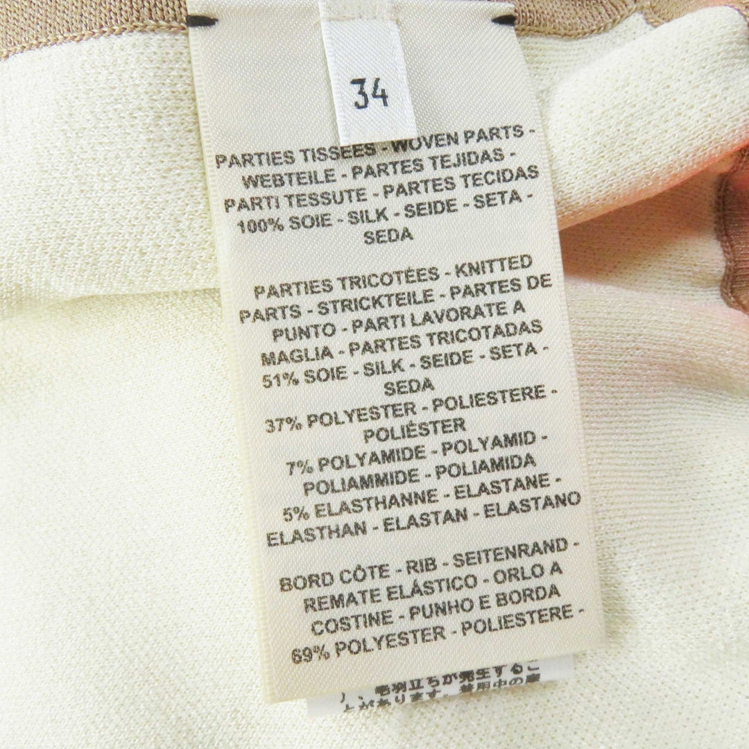 HERMES Jacket 2H2816DR Main: 100% silk, knit: 51% silk, 37% polyester, 7% nylon, 5% polyurethane, rib: 69% polyester, 18% nylon, 13% polyurethane, string: 58% silk, 42% polyester Beige Neon Orange JUNGLE LOVE Women 34 Used Authentic