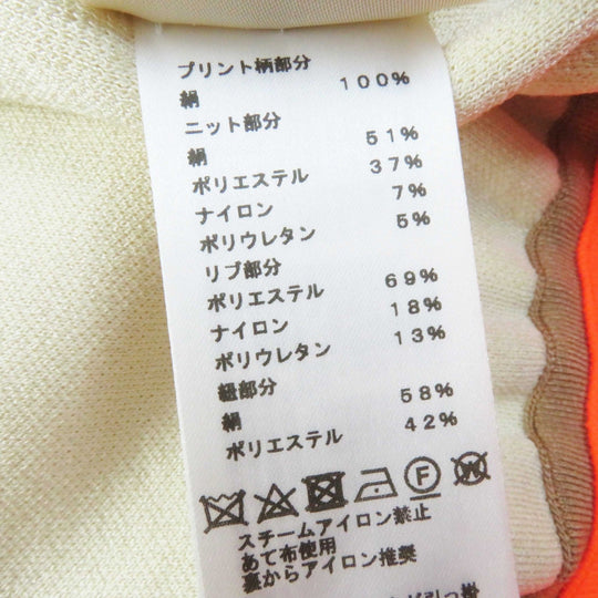 HERMES Jacket 2H2816DR Main: 100% silk, knit: 51% silk, 37% polyester, 7% nylon, 5% polyurethane, rib: 69% polyester, 18% nylon, 13% polyurethane, string: 58% silk, 42% polyester Beige Neon Orange JUNGLE LOVE Women 34 Used Authentic