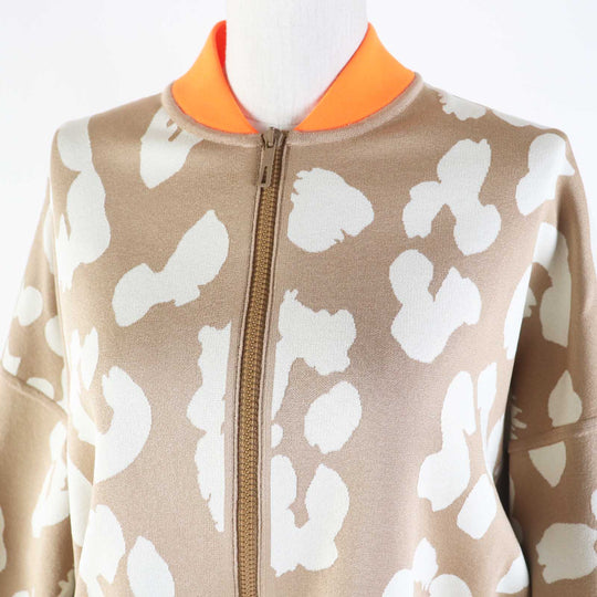 HERMES Jacket 2H2816DR Main: 100% silk, knit: 51% silk, 37% polyester, 7% nylon, 5% polyurethane, rib: 69% polyester, 18% nylon, 13% polyurethane, string: 58% silk, 42% polyester Beige Neon Orange JUNGLE LOVE Women 34 Used Authentic