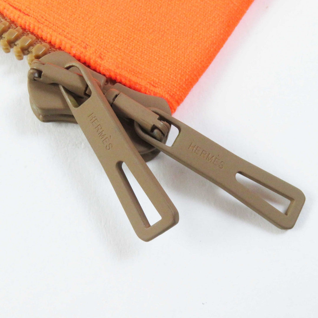 HERMES Jacket 2H2816DR Main: 100% silk, knit: 51% silk, 37% polyester, 7% nylon, 5% polyurethane, rib: 69% polyester, 18% nylon, 13% polyurethane, string: 58% silk, 42% polyester Beige Neon Orange JUNGLE LOVE Women 34 Used Authentic