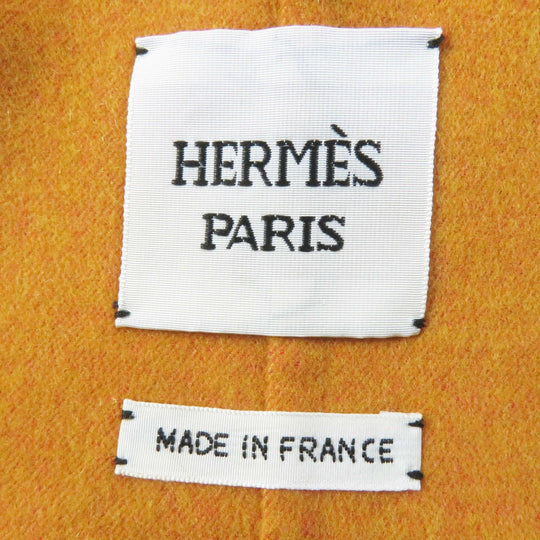 HERMES coat 3E0105DC Outer material: 85% cashmere, Outer material: 12% wool, Outer material: 3% silk, Leather part: cowhide Brown Mustard Women 32 Used Authentic