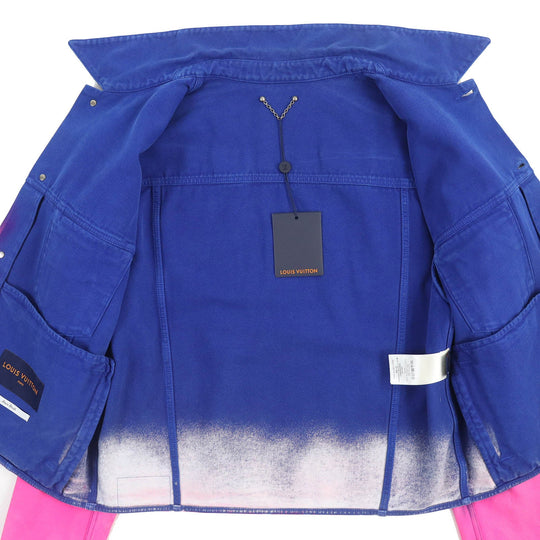 LOUIS VUITTON Denim Jacket HMA83W Outer: 100% cotton, Lining: 100% cotton, Leather part: Cowhide Blue pink Amen Break Cropped Gradient Denim Jacket Amen Break Gradient Denim Cropped Jacket mens 52 Used Authentic