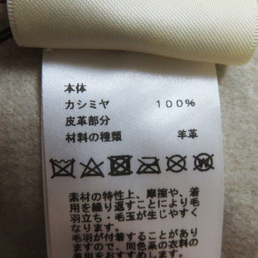 HERMES Vest 3E0223DZ Main: 100% cashmere, Leather part: Sheepskin light beige Women 36 Used Authentic