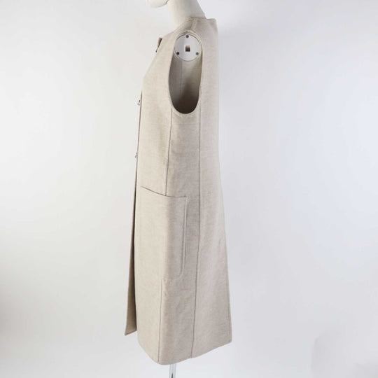 HERMES Vest 3E0223DZ Main: 100% cashmere, Leather part: Sheepskin light beige Women 36 Used Authentic