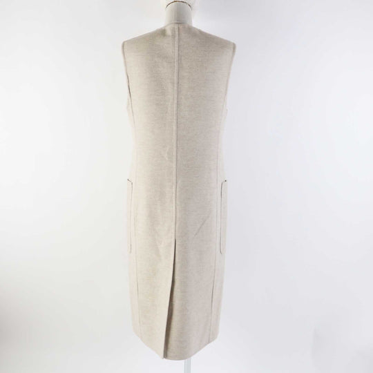 HERMES Vest 3E0223DZ Main: 100% cashmere, Leather part: Sheepskin light beige Women 36 Used Authentic