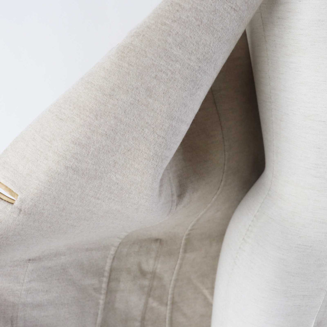 HERMES Vest 3E0223DZ Main: 100% cashmere, Leather part: Sheepskin light beige Women 36 Used Authentic