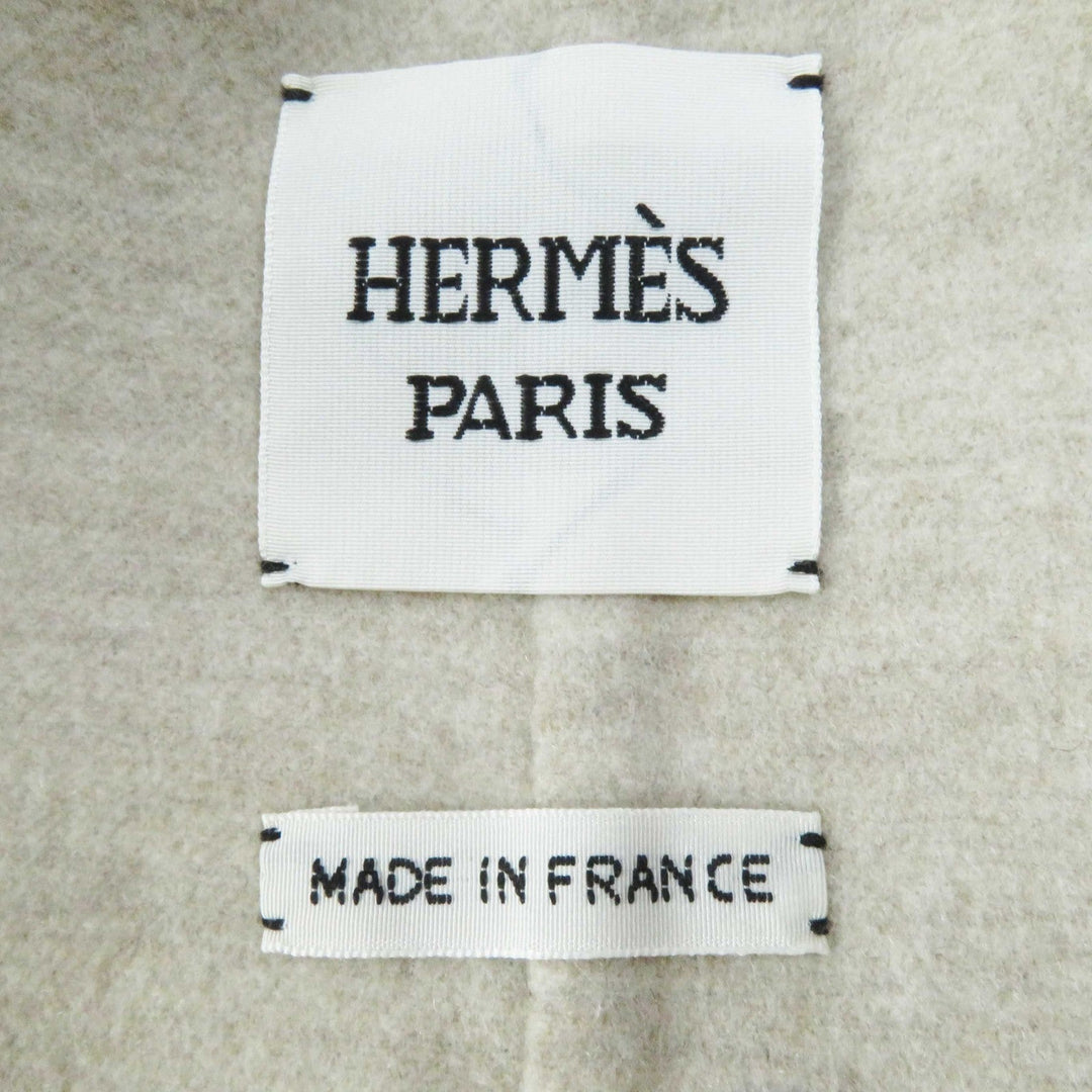 HERMES Vest 3E0223DZ Main: 100% cashmere, Leather part: Sheepskin light beige Women 36 Used Authentic