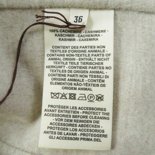 HERMES Vest 3E0223DZ Main: 100% cashmere, Leather part: Sheepskin light beige Women 36 Used Authentic