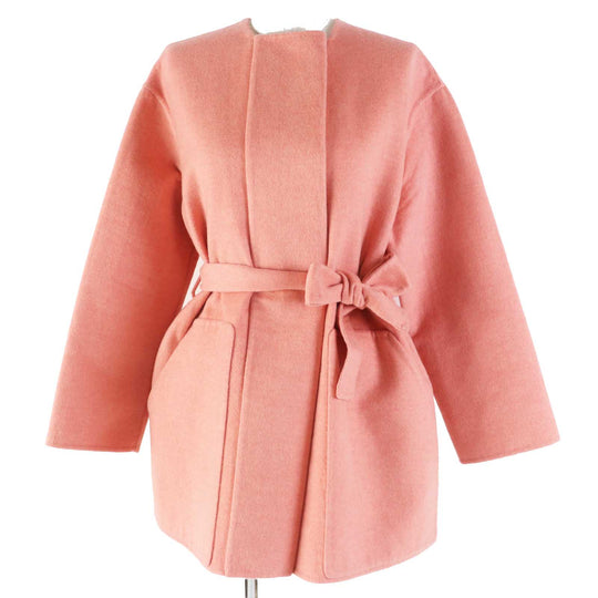 HERMES coat 2H0122DB Main: 100% cashmere pink Women 34 Used Authentic