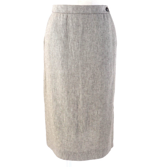HERMES Tight Skirt Main: 100% linen Brown type Women 36 Used Authentic