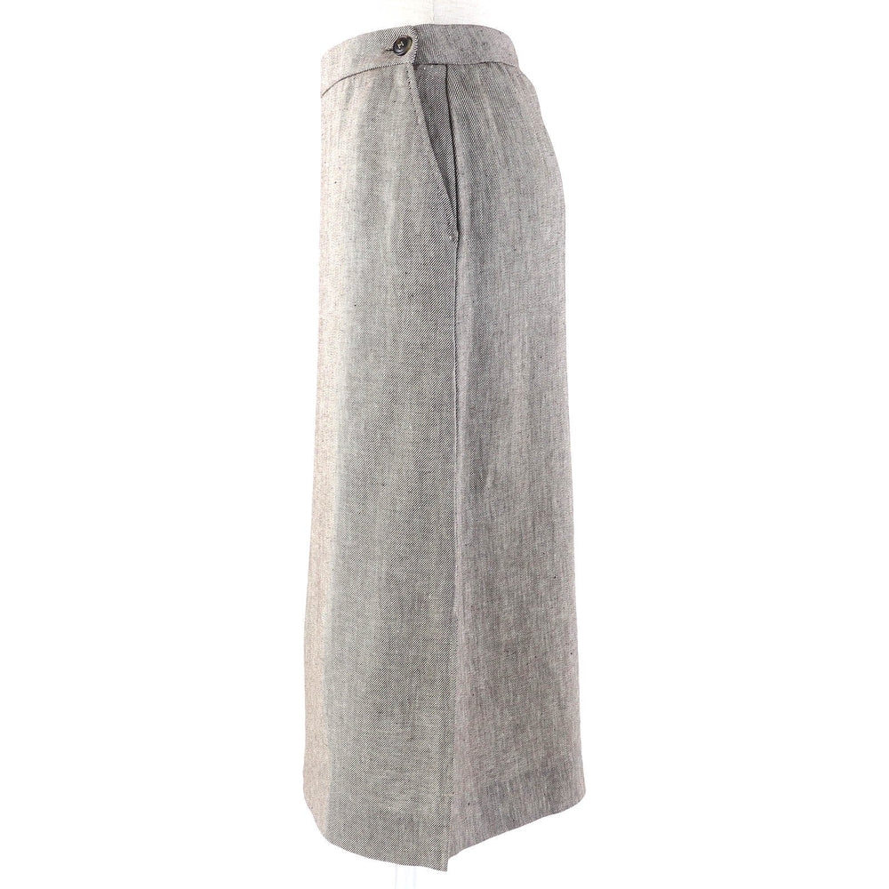 HERMES Tight Skirt Main: 100% linen Brown type Women 36 Used Authentic