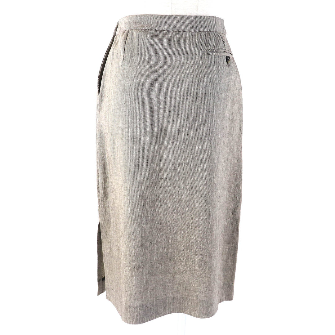 HERMES Tight Skirt Main: 100% linen Brown type Women 36 Used Authentic