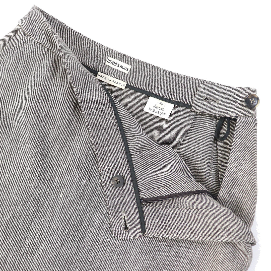 HERMES Tight Skirt Main: 100% linen Brown type Women 36 Used Authentic