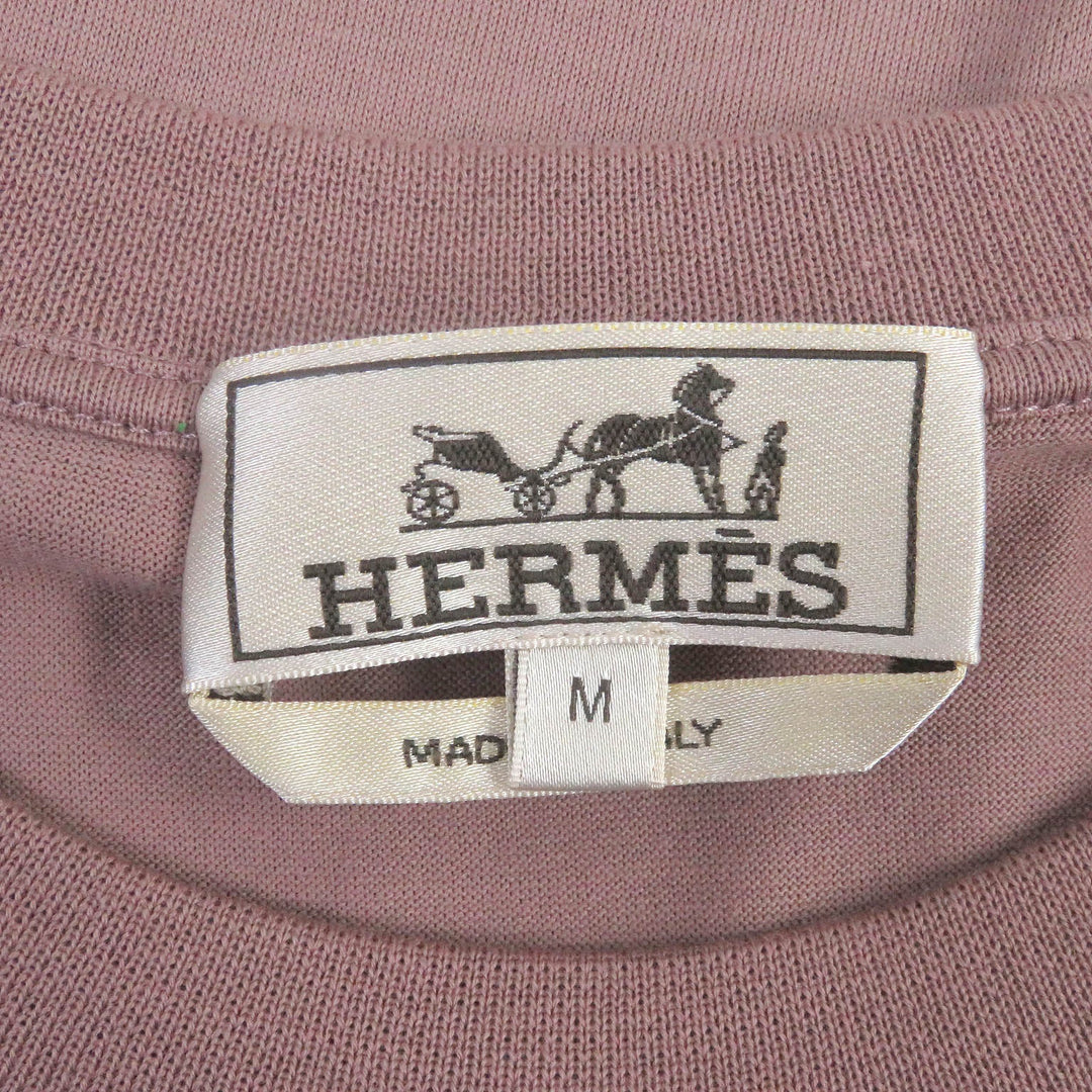 HERMES Short sleeve T-shirt Main: 100% cotton, part: 64% silk, part: 36% cotton Smokey pink mens M Used Authentic