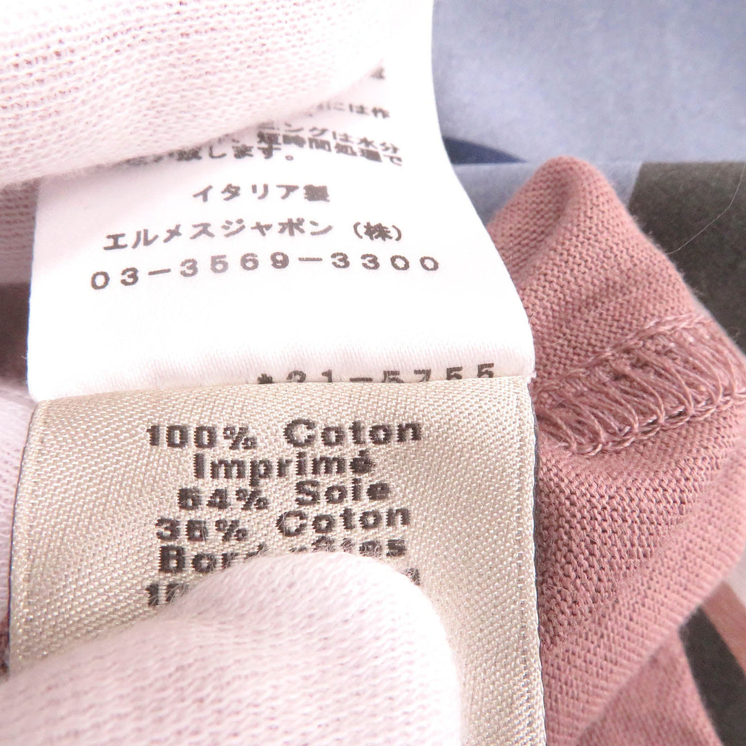 HERMES Short sleeve T-shirt Main: 100% cotton, part: 64% silk, part: 36% cotton Smokey pink mens M Used Authentic