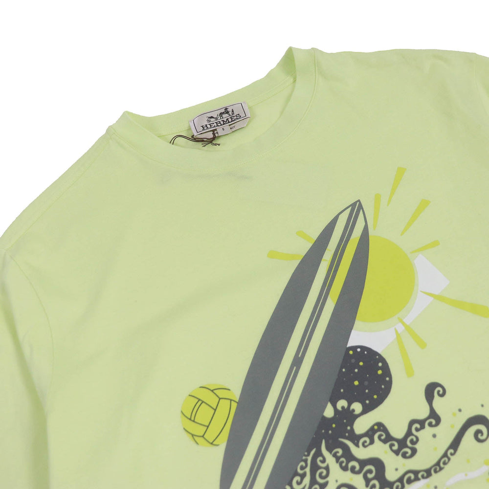 HERMES Short sleeve T-shirt Main: 100% cotton Light yellow Poulp Watch mens S Used Authentic
