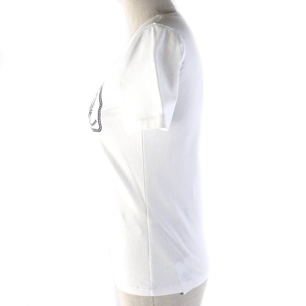 HERMES Short sleeve T-shirt Main: 100% cotton White navy Women 34 Used Authentic