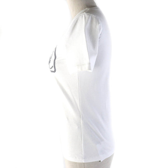 HERMES Short sleeve T-shirt Main: 100% cotton White navy Women 34 Used Authentic