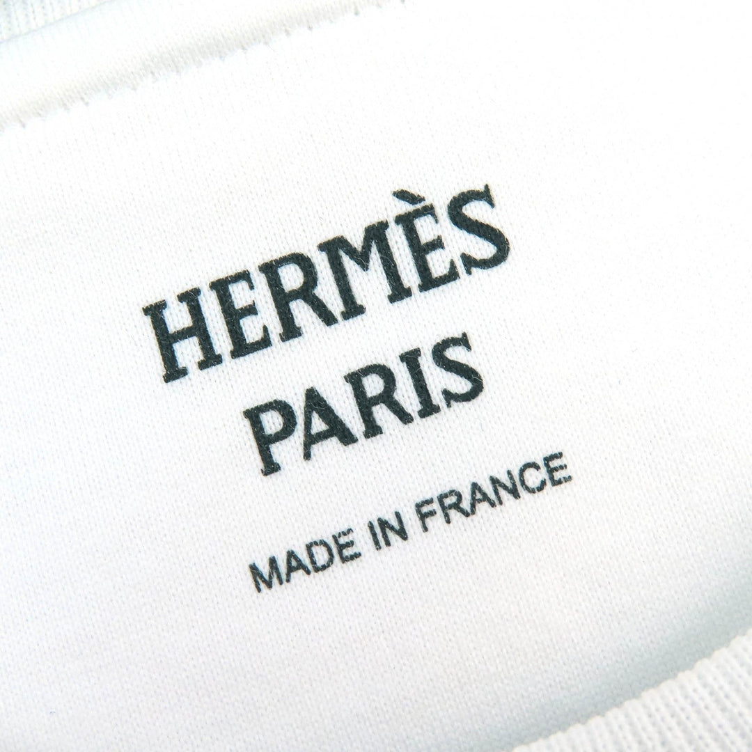 HERMES Short sleeve T-shirt Main: 100% cotton White navy Women 34 Used Authentic