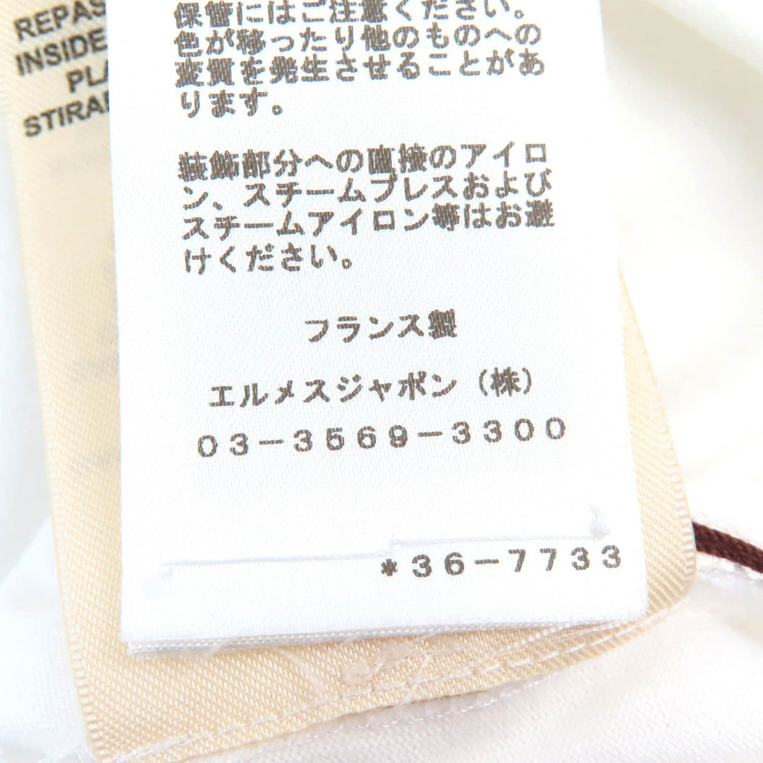 HERMES Short sleeve T-shirt Main: 100% cotton White navy Women 34 Used Authentic