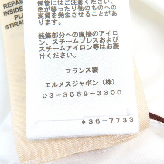 HERMES Short sleeve T-shirt Main: 100% cotton White navy Women 34 Used Authentic