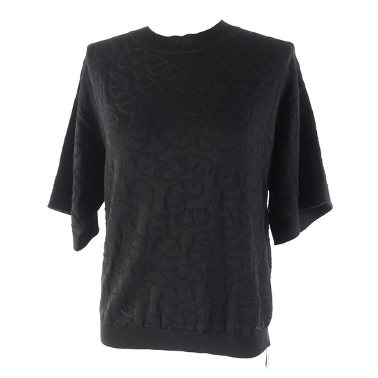 HERMES Short sleeve knit 4E2649DC Outer material: 56% silk, Outer material: 43% cotton, Outer material: 1% nylon, Part: 57% silk, Part: 43% cotton black Naoussa Chene Women 34 Used Authentic