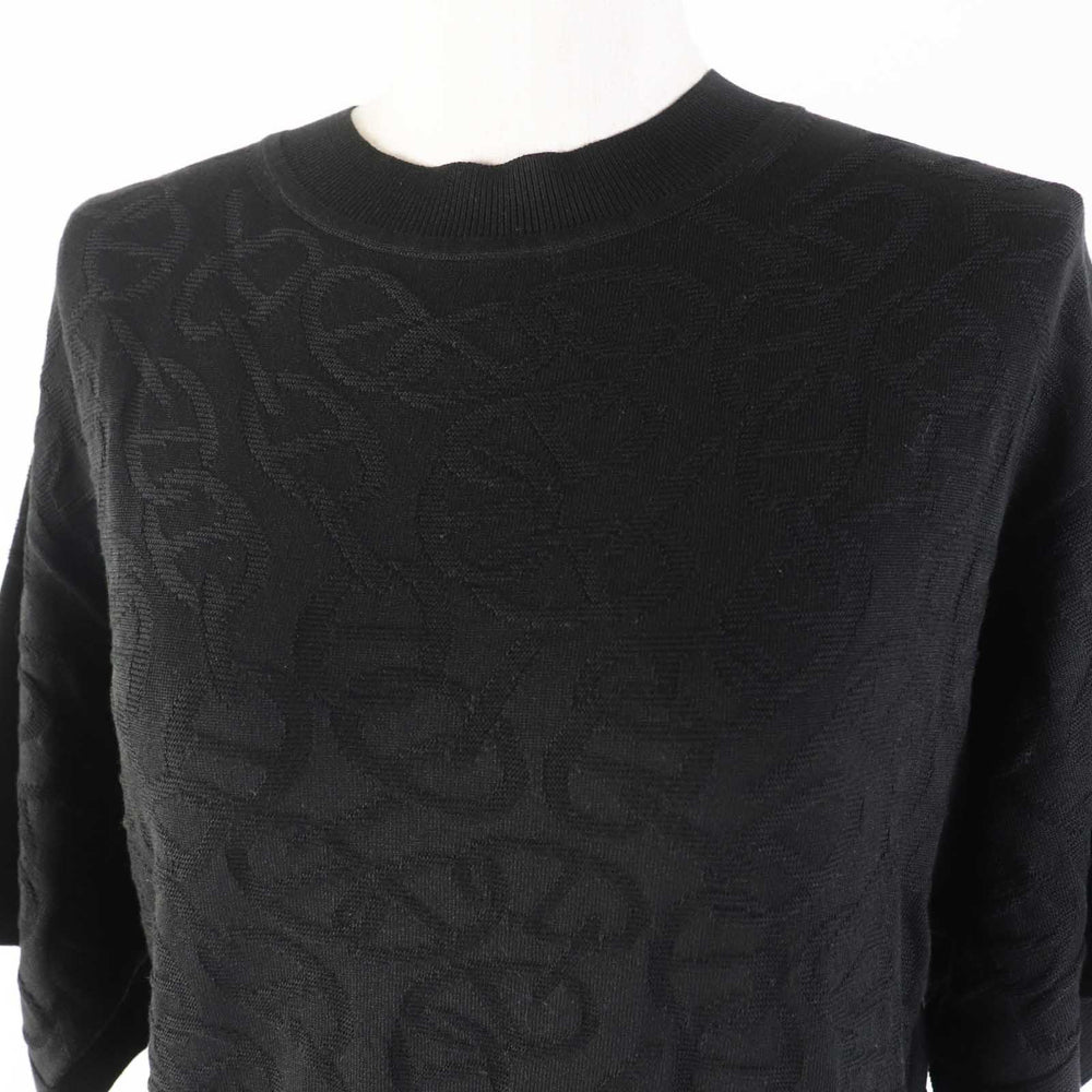 HERMES Short sleeve knit 4E2649DC Outer material: 56% silk, Outer material: 43% cotton, Outer material: 1% nylon, Part: 57% silk, Part: 43% cotton black Naoussa Chene Women 34 Used Authentic
