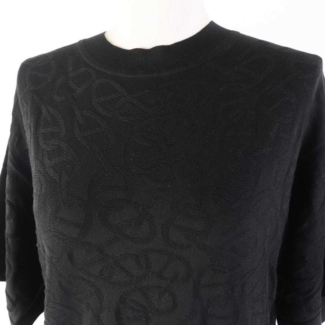 HERMES Short sleeve knit 4E2649DC Outer material: 56% silk, Outer material: 43% cotton, Outer material: 1% nylon, Part: 57% silk, Part: 43% cotton black Naoussa Chene Women 34 Used Authentic