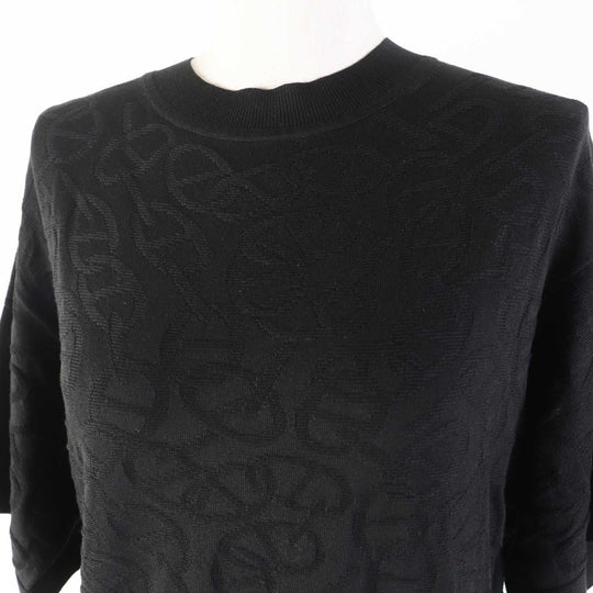 HERMES Short sleeve knit 4E2649DC Outer material: 56% silk, Outer material: 43% cotton, Outer material: 1% nylon, Part: 57% silk, Part: 43% cotton black Naoussa Chene Women 34 Used Authentic