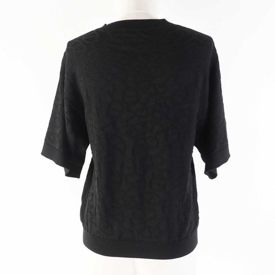 HERMES Short sleeve knit 4E2649DC Outer material: 56% silk, Outer material: 43% cotton, Outer material: 1% nylon, Part: 57% silk, Part: 43% cotton black Naoussa Chene Women 34 Used Authentic