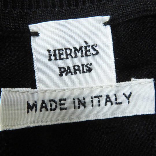 HERMES Short sleeve knit 4E2649DC Outer material: 56% silk, Outer material: 43% cotton, Outer material: 1% nylon, Part: 57% silk, Part: 43% cotton black Naoussa Chene Women 34 Used Authentic
