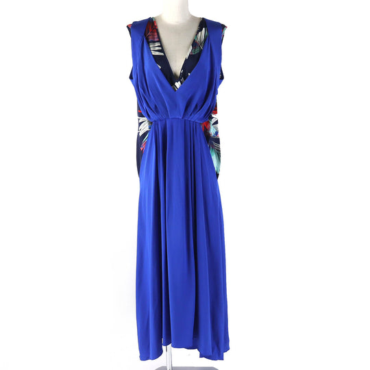 LEONARD one piece Main: 100% silk Blue multicolor Women 40 Used Authentic