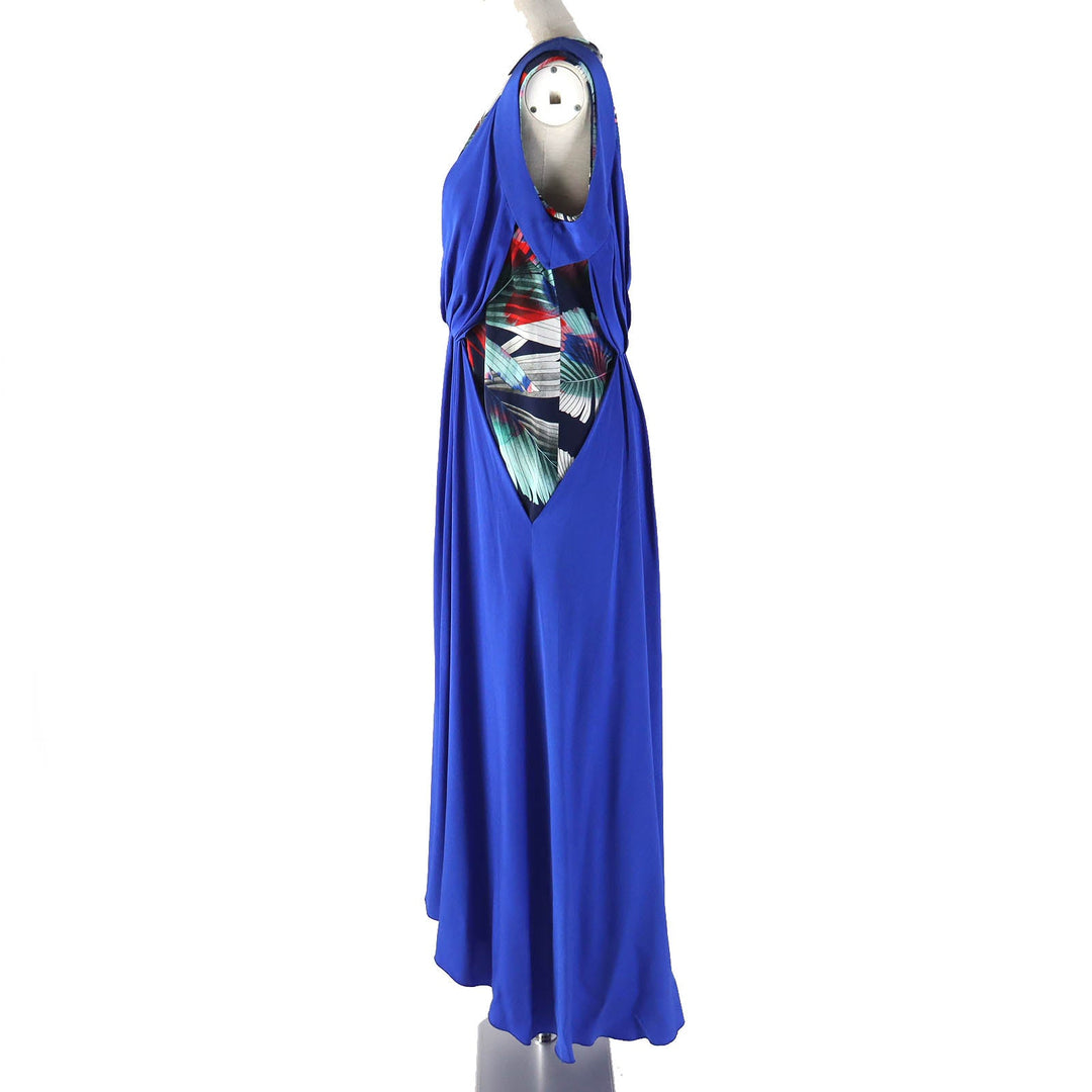 LEONARD one piece Main: 100% silk Blue multicolor Women 40 Used Authentic