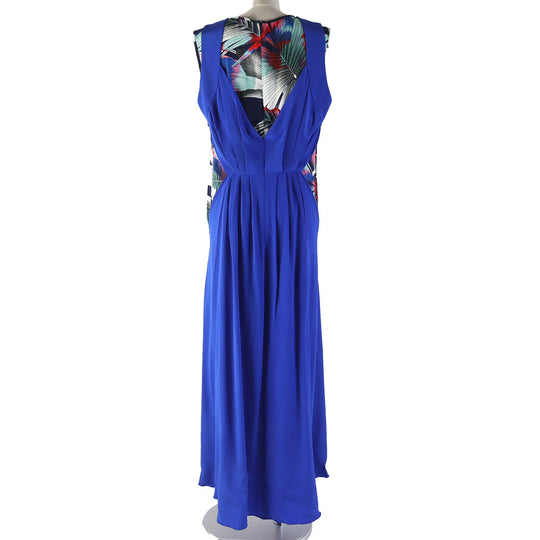 LEONARD one piece Main: 100% silk Blue multicolor Women 40 Used Authentic
