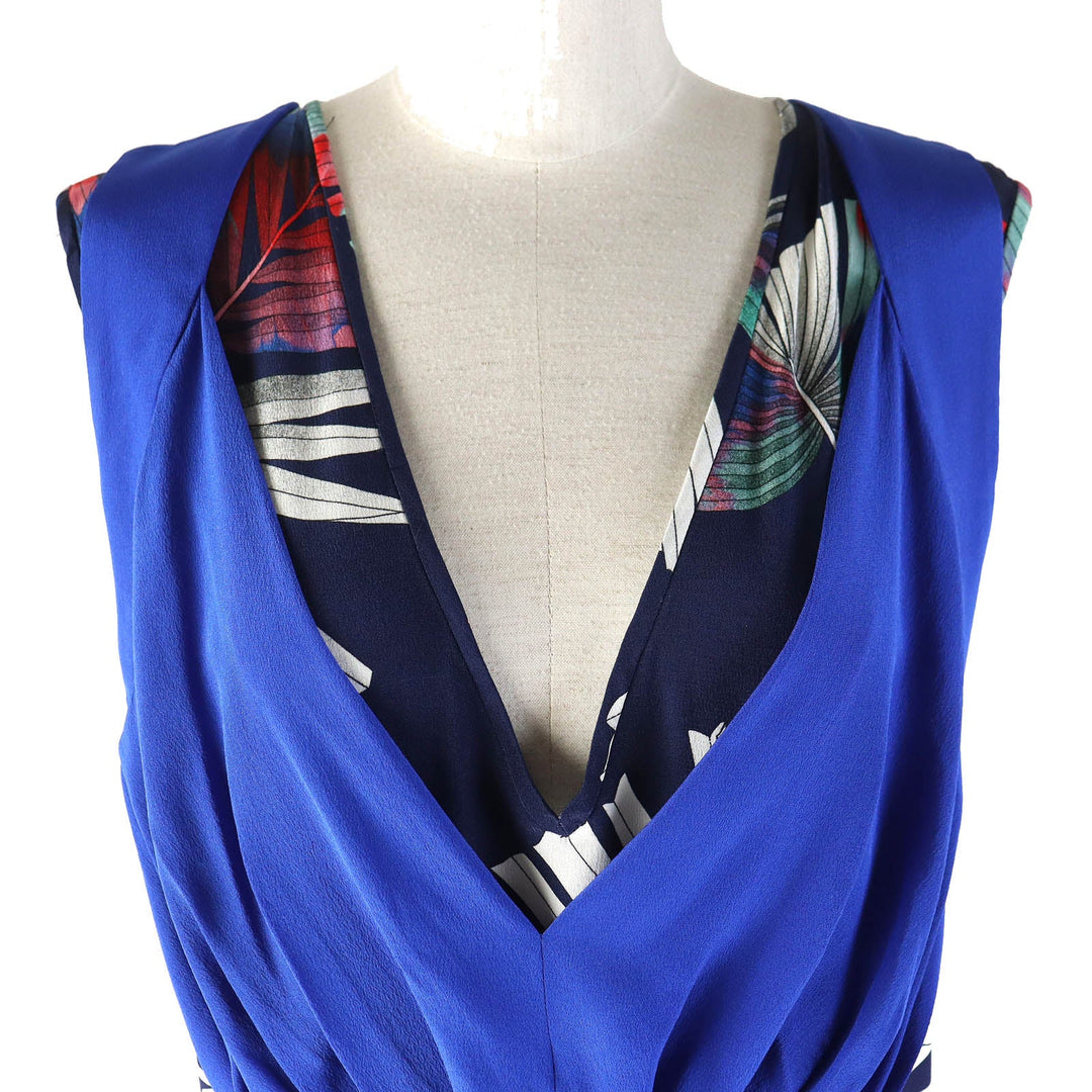 LEONARD one piece Main: 100% silk Blue multicolor Women 40 Used Authentic